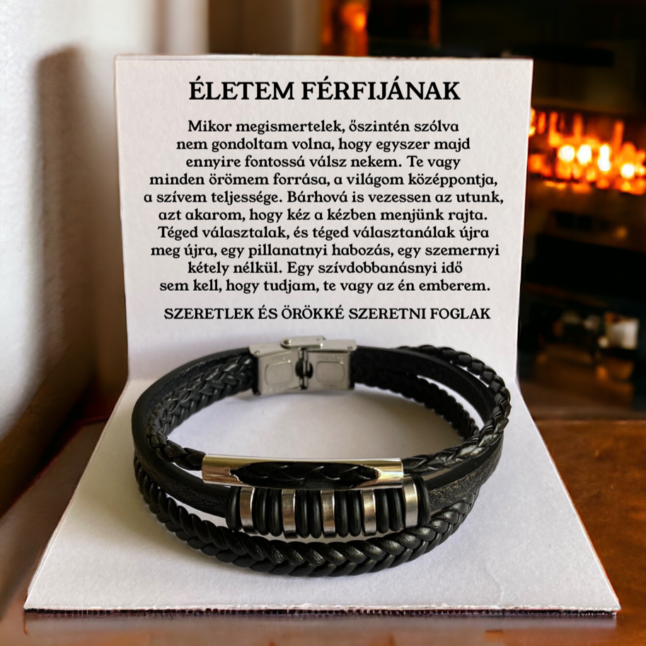 Életem Férfijának Bőr Karkötő - W71
