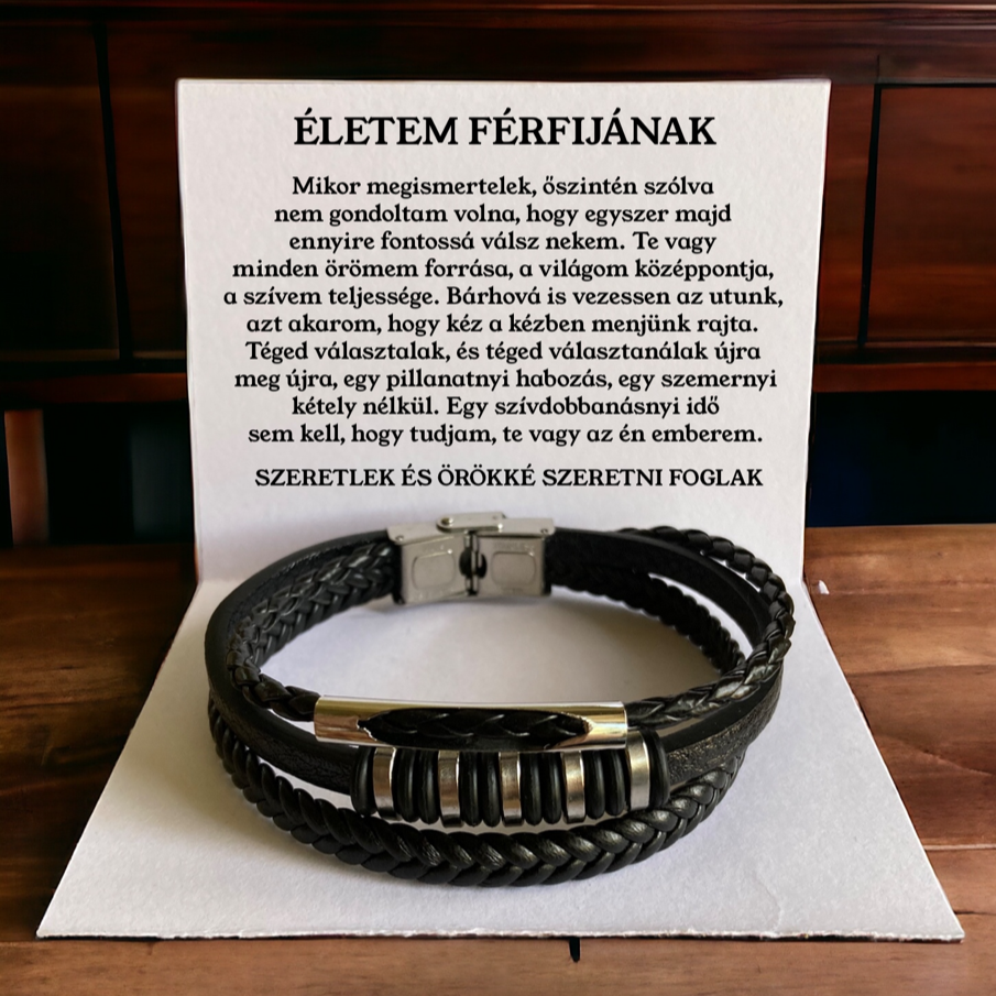 Életem Férfijának Bőr Karkötő - W71